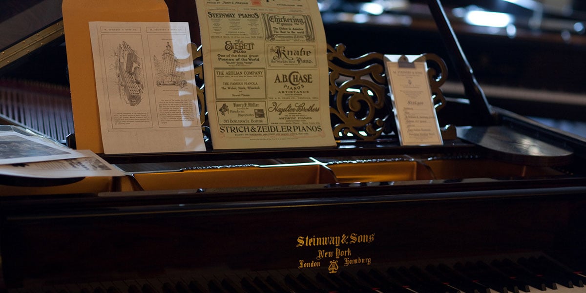 Steinway Piano With History Papers On It