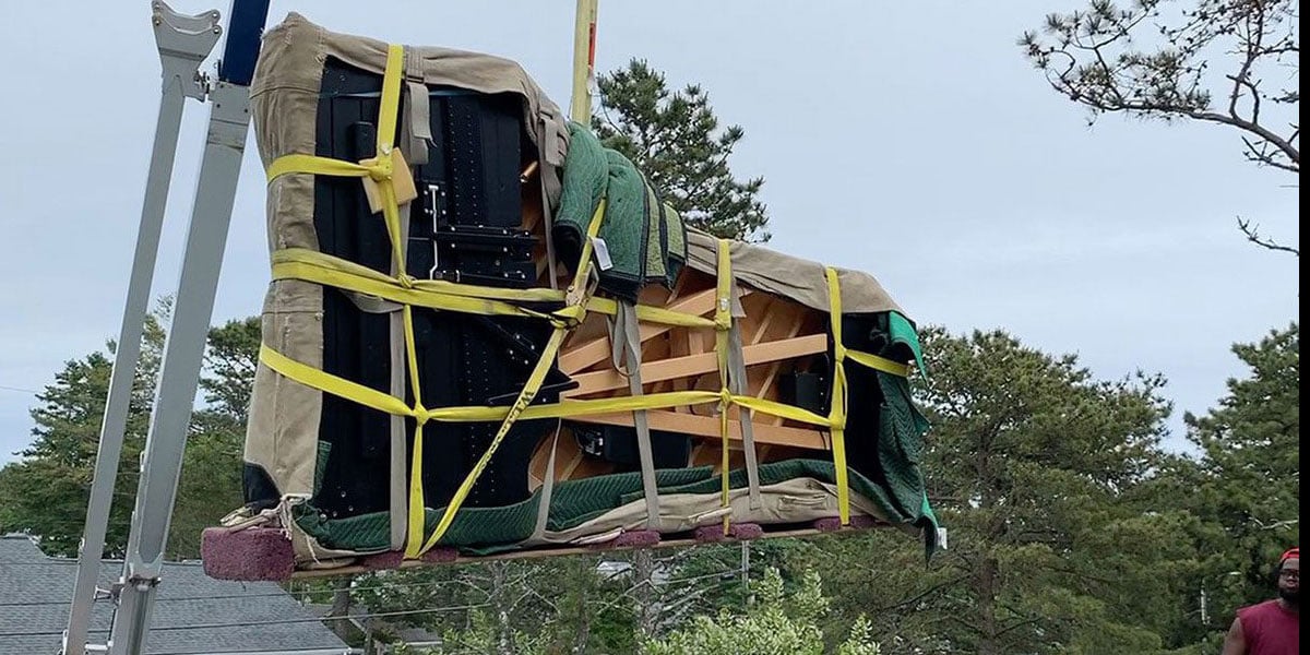 Lifting Piano Up Outside