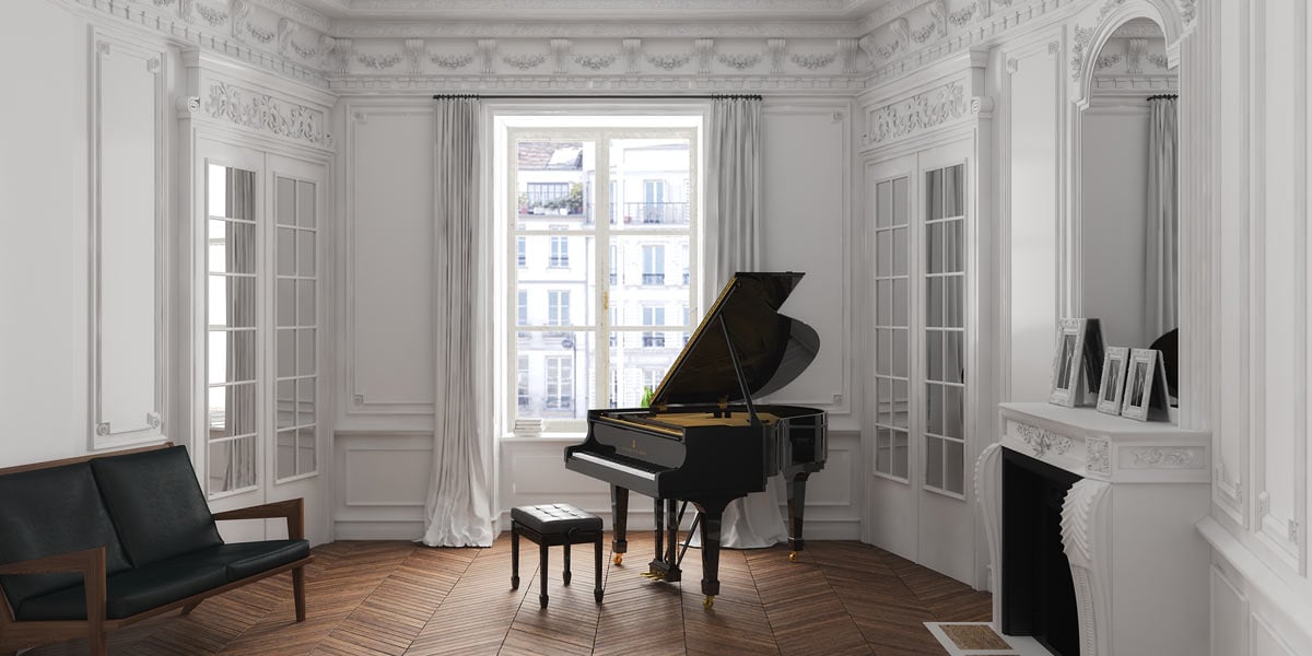 Baby Grand Piano Inside Small Room